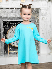 Платье "Единорог" с радугой и облачками - Размер 116 - Цвет голубой - Картинка #1
