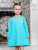 Платье "Единорог" с радугой и облачками - Размер 128 - Цвет голубой - Картинка #3